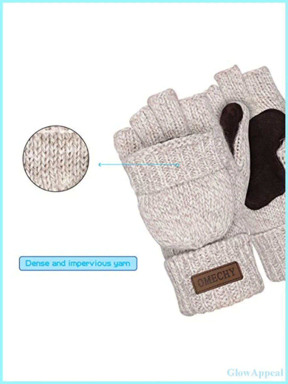 Winter Knitted Fingerless Wool Gloves Thermal Insulation Warm Convertible